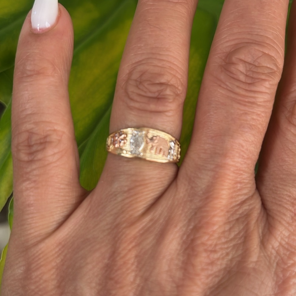 14k Solid Yellow Gold Elephant Ring sz 5 6 7 8 9 - Picture 9 of 14